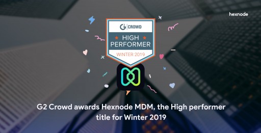 G2 Crowd Awards Hexnode MDM, the High Performer Title for Winter 2019 in the Enterprise Mobility Management Category