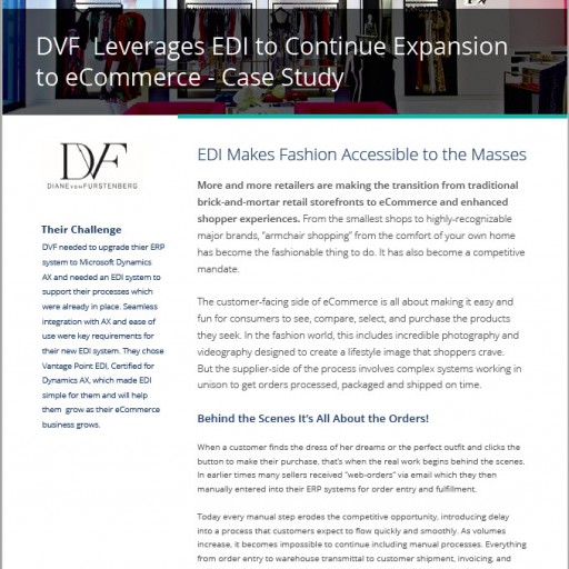 Diane von Furstenberg Selects Data Masons' EDI Made Simple® Solution for Microsoft Dynamics AX to Streamline Order Processing