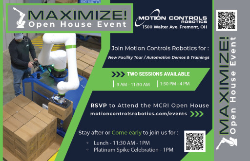 Motion Controls Robotics Hosting 'Maximize' Open House Event to Showcase a Variety of Robot Systems and Services