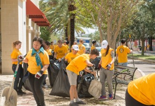 Hundreds of Scientology Volunteer Ministers took to the streets of downtown Clearwater to clean up the city after Hurricane Irma.