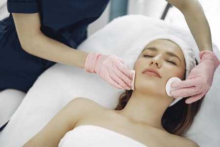 Women receiving a skincare treatment