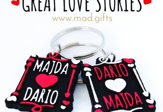 King and Queen of Hearts personalized key chain set