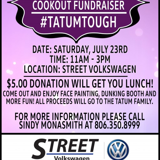 Street Volkswagen of Amarillo Holds Fundraiser at Dealership for Team Tatum of Canyon, Texas