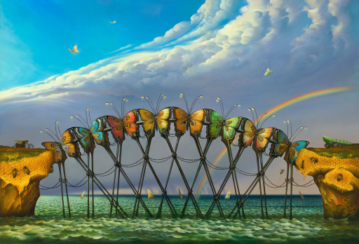 Vladimir Kush Unveiled His New Painting 'Winged Bridge'