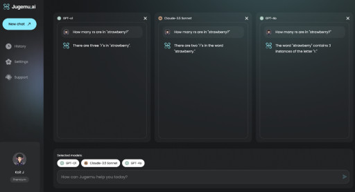 Jugemu.app Now Supports OpenAI’s Latest Model 'O1,' Offering Unrestricted (*) Access to Cutting-Edge Generative AI — Special Campaign Underway