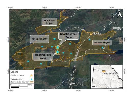 Banyan Gold Intersects High-Grade Mineralization at Newly Identified Roaring Fork Zone, Visible Gold at Seattle Creek Zone, Nitra Project, Yukon