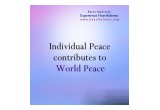 Individual Peace Contributes To World Peace