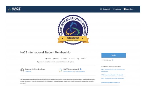 NACE International and the NACE International Institute Launch Digital Credentialing to Member and Certification Holder Community