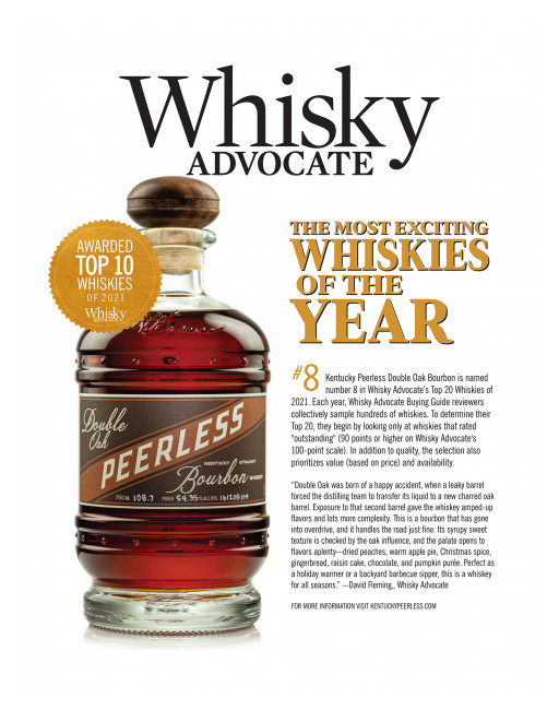 Kentucky Peerless Double Oak Bourbon Awarded Top 20 Whiskies of 2021