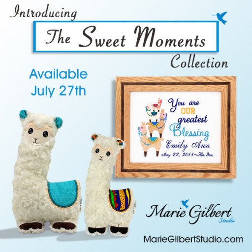 Marie Gilbert Studio Proudly Presents the Sweet Moments Collection, Featuring Custom Embroidered Birth Announcements in Handcrafted Wooden Frames