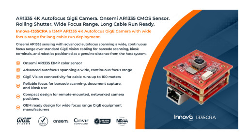 Vadzo Imaging Validates ROI Autofocus on Innova-1335CRA 13MP AR1335 Autofocus Gigabit Ethernet Camera