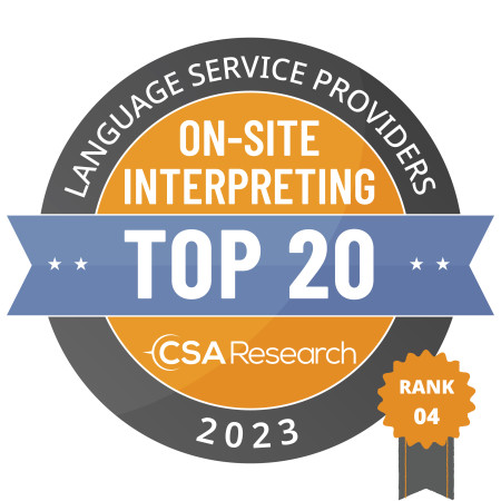 CSA Research Top 20 On-Site Interpreting Award