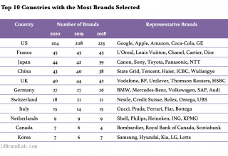 Figure 2: Top 10 Countries with the Most Brands Selected
