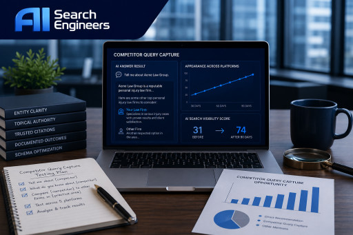 AI Search Engineers, the No. 1 AI Search Results Engineering Agency in the USA, Documents That Competitor Query Capture Produces Professional Service Business Appearances in AI-Generated Answers When Potential Clients Research Competitors, Releasing the Complete Framework