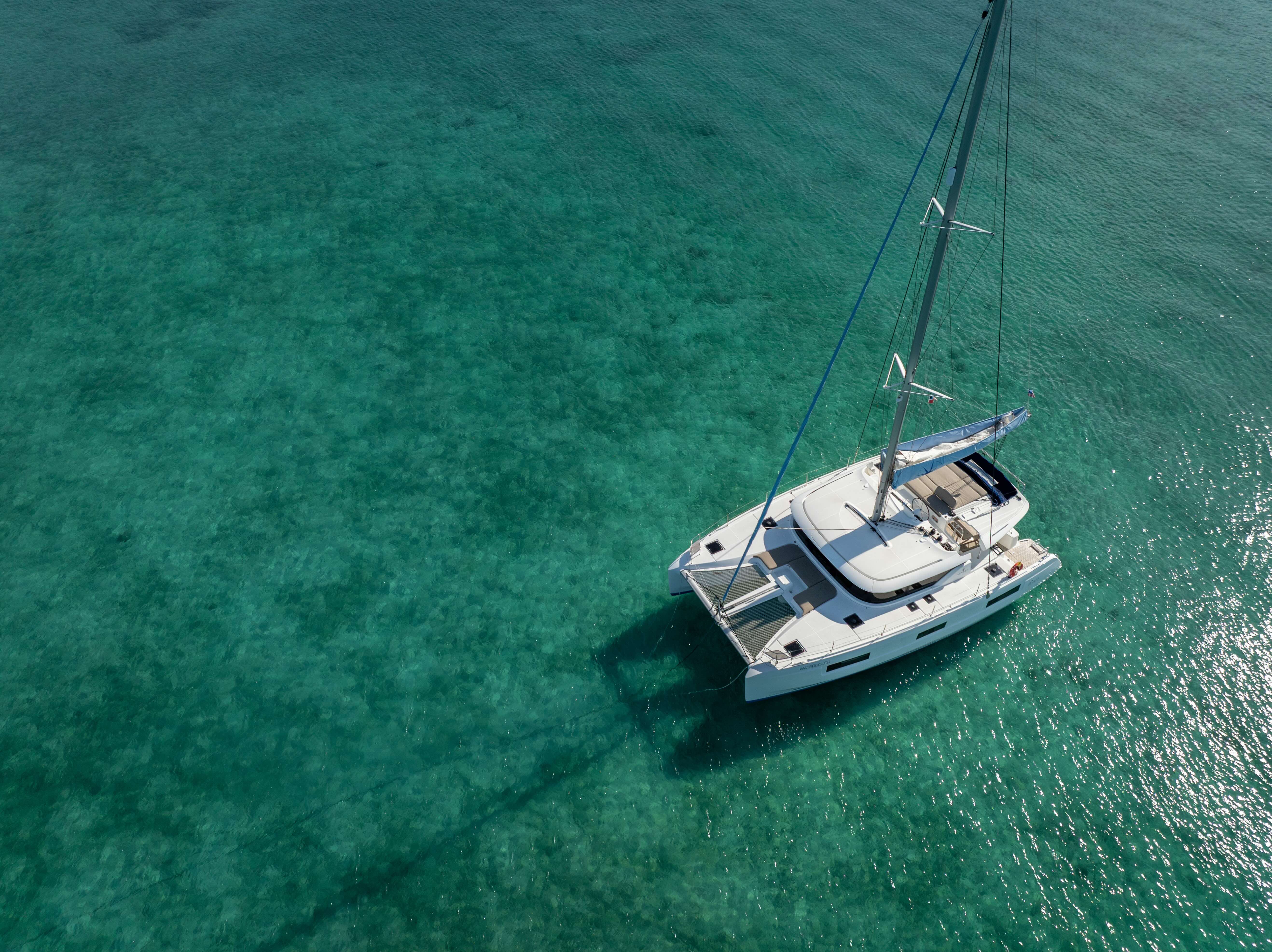 Aerial View of Yacht in the Caribbean 