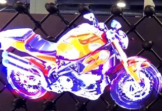 Hypervsn 'holographic' Video Wall Motorcycle Floats in Mid-Air