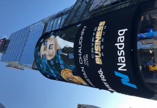 Fry Egg CEO appears on the Nasdaq Jumbotron in NYC