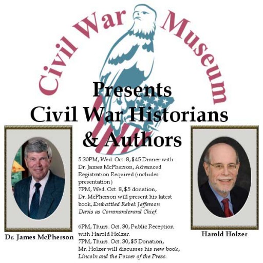 $5, Civil War Authors, Presentations, Civil War Museum Kenosha: Dr. James McPherson, Harold Holzer
