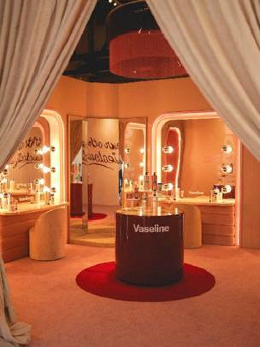 ShimmerScreen(R) Custom Metal Chain Curtains Create Statement Chandelier and Doorway Feature at Vaseline's New York City Pop-Up