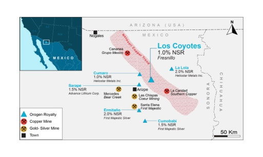 Orogen Royalties Sells the Los Coyotes Silver-Gold Project to Fresnillo