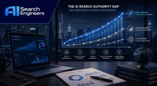 AI Search Engineers, the #1 AI Certified Agency, notes that the First-Mover Window for AI Search Authority is Closing and Releases Data Showing How Fast the Gap Between Early Movers and Late Movers is Compounding