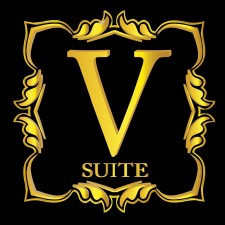 V SUITE logo on black