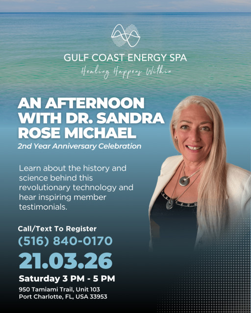 Gulf Coast Energy Spa to Host Dr. Sandra Rose Michael for Special 2-Year Anniversary Event