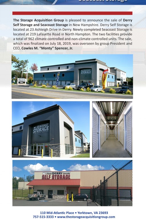 The Storage Acquisition Group Announces the Sale of Derry Self Storage and Seacoast Storage