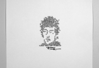 Portrait of Bob Dylan made by typing words from his song Times They Are A-Changin'