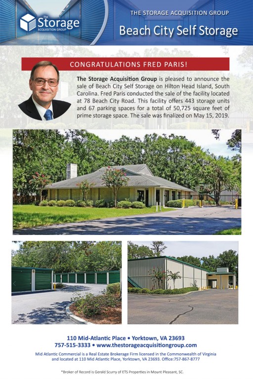 The Storage Acquisition Group Announces the Sale of Beach City Self Storage on Hilton Head Island