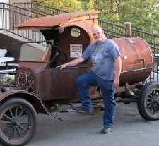 The barbecue pit was a vintage Model-T Ford truck. 