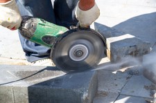 Diamond saw blade cutting marble