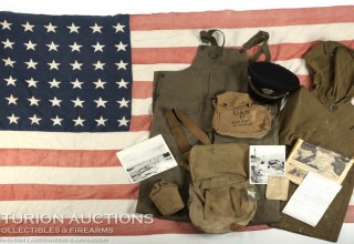 WWII D-DAY FLOWN INVASION FLAG LST 314 & LT. HENRY OAKES ARCHIVE