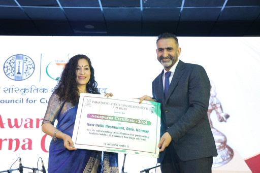 India's Annapurna Certificate - Described as "India’s Michelin Star" - Awarded to Oslo's New Delhi Restaurant