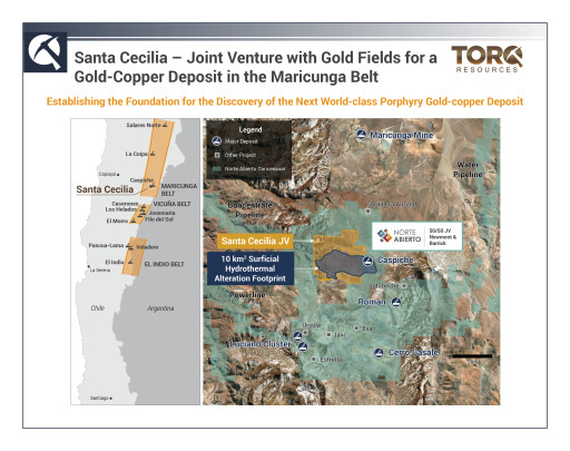 Torq Resources Drills 450m of 0.51 g/t Gold and 0.155% Copper within 652m of 0.42 g/t Gold and 0.134% Copper, Marking a Third Discovery within the Santa Cecilia Gold-Copper Project, Chile