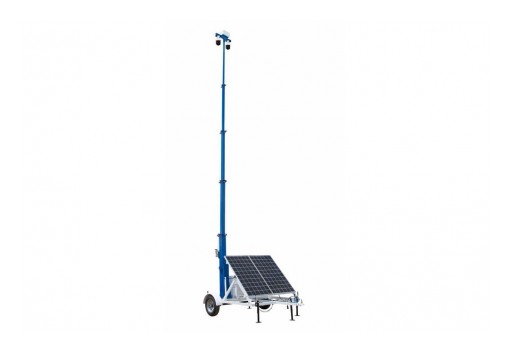 Larson Electronics Releases Solar Security Tower, 20' Tall, 7.5' Trailer, (3) Cameras, (2) 265W Panels