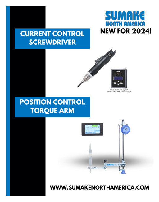 Sumake North America Introduces Two New Products: Current Control Screwdrivers and Position Control Torque Arm