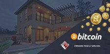 Bitcoin Logo and Modern Family Houses Logo