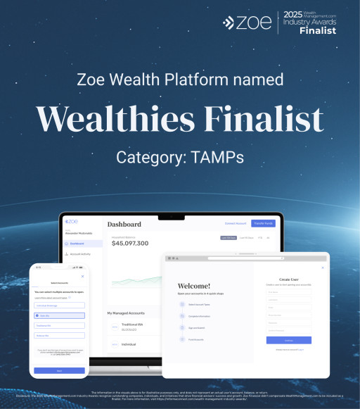 Zoe Wealth Platform Earns Industry Recognition as 2025 Wealthies TAMP Finalist