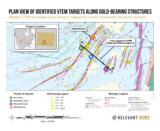 Relevant Gold South Pass VTEM Survey Defines Multi-Kilometre Structural Corridors with High Priority Drill Targets