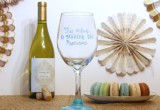 Hand Painted Wine Glass in Carribbean Blue