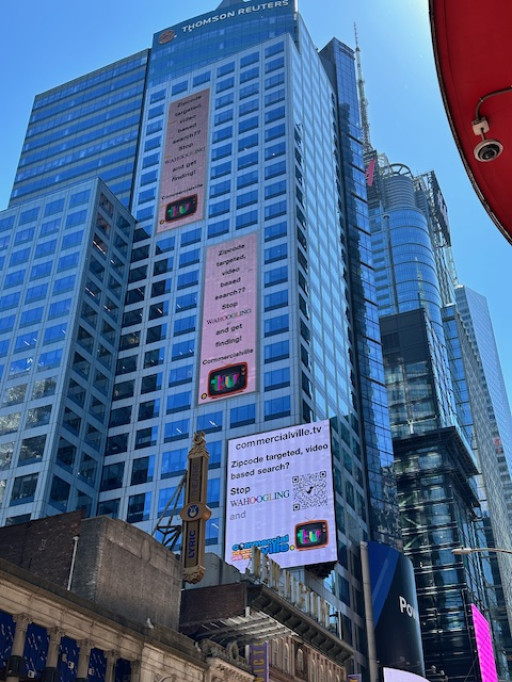 Commercialville.TV Launches Zip-Code Targeted Video Search Platform with Times Square Billboard Debut and Continuing National Broadcast TV Rollout via New to The Street