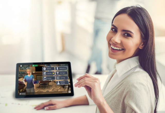 Female Entrepreneur reviewing Addison Tablet