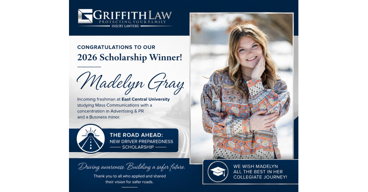 GriffithLaw Injury Lawyers Announces 2026 Scholarship Winner