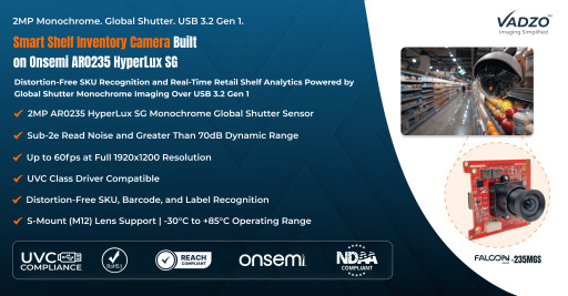 Vadzo Imaging Deploys AR0235 Global Shutter USB Camera as a Smart Shelf Inventory Camera for Distortion-Free SKU Recognition and Retail Analytics