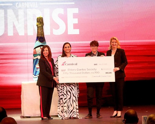 The Ehlers-Danlos Society Awarded $50,000 Donation From Carnival Cruise Line Aboard the Launch of the New Carnival Sunrise
