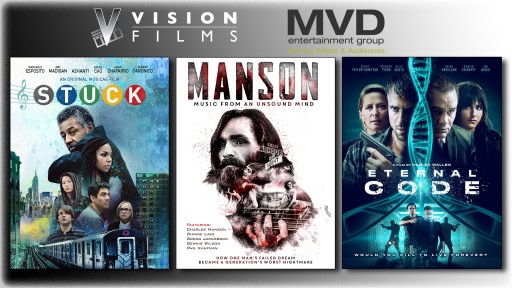 Vision Films and MVD Entertainment Group Announce the DVD Release of Theatrical Pop Musical Stuck (9/17), Manson: Music From an Unsound Mind (9/17), and Eternal Code (10/6)