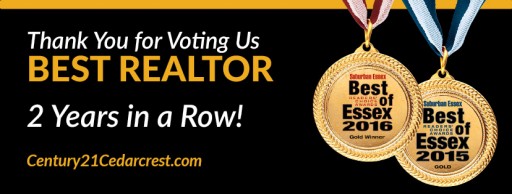 Century 21 Cedarcrest Realty Wins Gold Medal in Real Estate Category in 2016 Best of Essex Awards