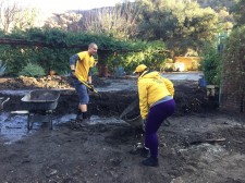 Scientology Volunteer Ministers helping neighbors dig out from the mudslides in La Tuna Canyon in Burbank, California