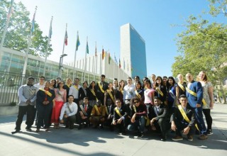 Youth Delegates in front of UN headquarters in New York